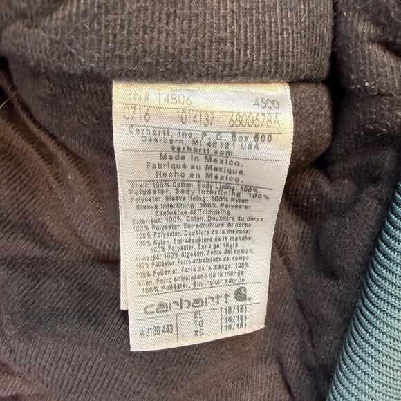 Women's XL Carhartt Hooded Active Jacket Rare Dark Teal WJ130-443 - Picture 6 of 9
